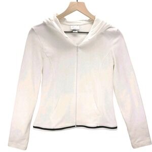 ProSpirit Womens White Zip Up Hoodie Jacket M Athletic Stretch Cotton